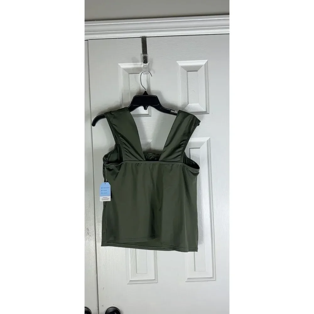 NWT Lands End Womens Green Swim Top Size 14
